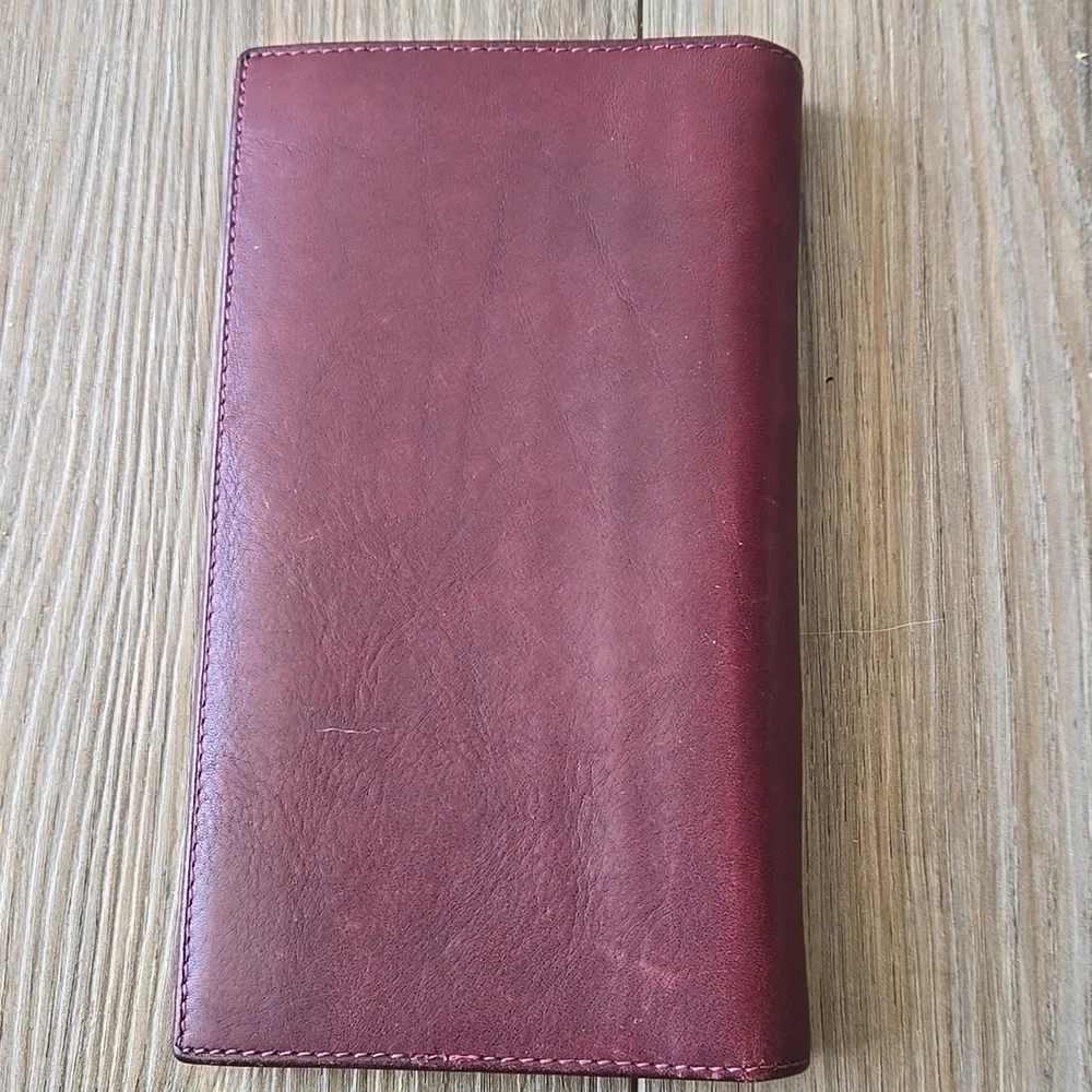 Vintage Tiffany & Co. Burgundy Long Wallet With Pen Holder And Notepad